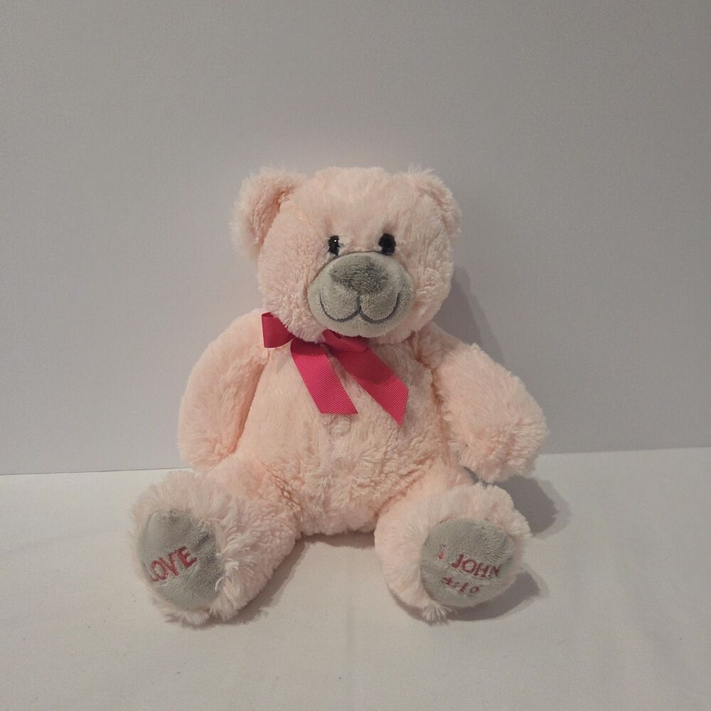 Day Spring Pink Bear Plush Love 1 John 4:16 Bible Verse Jesus
